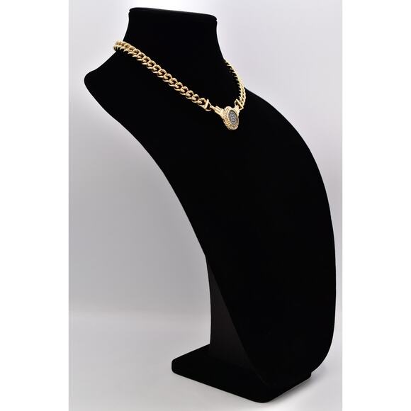 Givenchy Vintage Coin Medallion Collar Necklace Chunky Curb Gold Signed BinBM - Picture 4 of 12